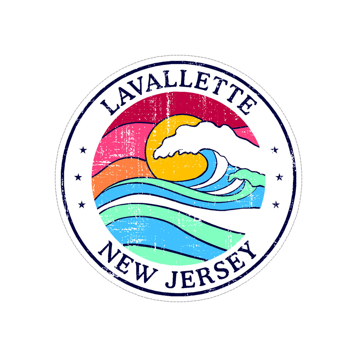 Sticker - Lavallette - Sun & Wave Round – Shore And More