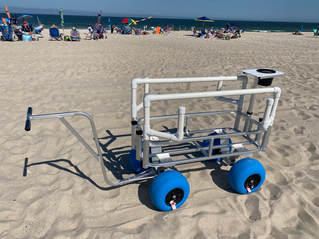 cpi designs reels on wheels economy fishing cart Angler's 4 Wheel Beach Cart – Shore And More