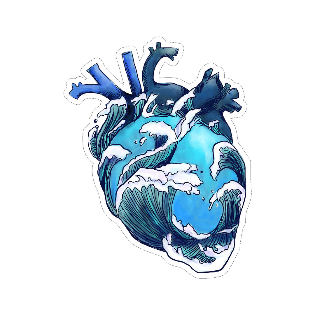 Heart Ocean Drawing Ocean Heart Pin Pretty Shiny Shop